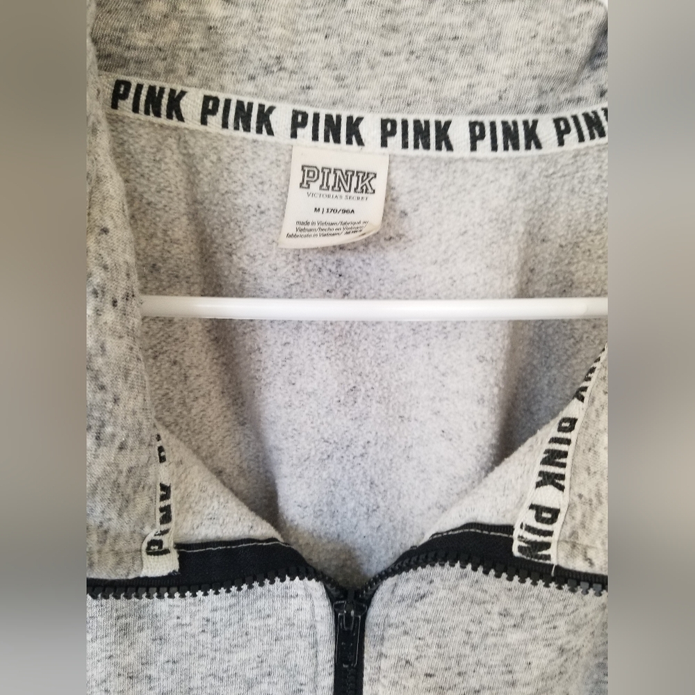 PINK Victoria's Secret Marled Heather Gray Quarter-Zip Pullover Size Medium - Picture 2 of 4